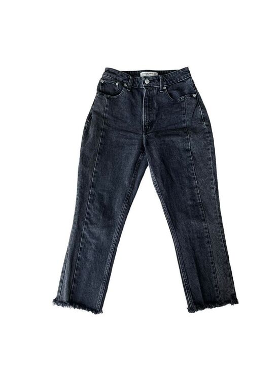 Abercrombie & Fitch Denim - Abercrombie & Fitch Curve Love The Mom High Rise Black Jeans Size 24/00 Short